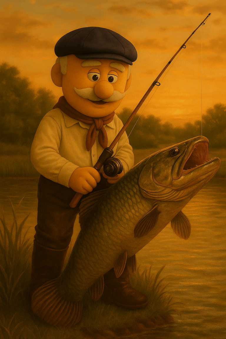 20250901_1802_Títere Pescando Tararira_remix_01k43h9w7aeb1s0kaqzyvdgej2